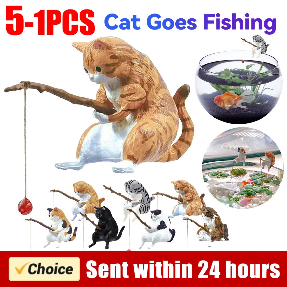 Marine Aquarium Hobby - 1-5PCS Fishing Cat Aquariums Decorations Fishtanks