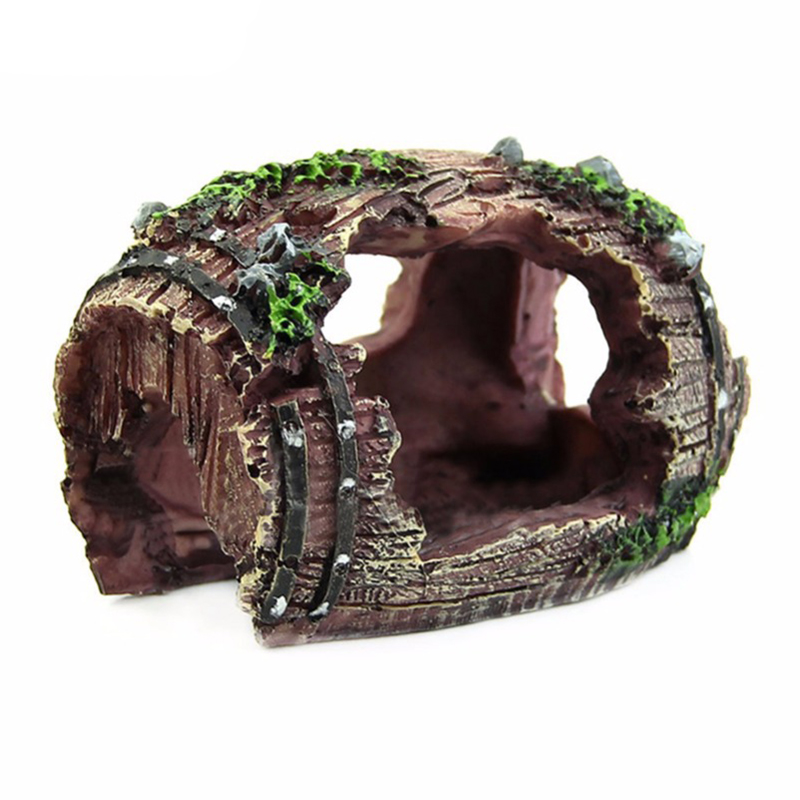Marine Aquarium Hobby - Resin Aquarium Ornaments Decorations Artificial Barrel
