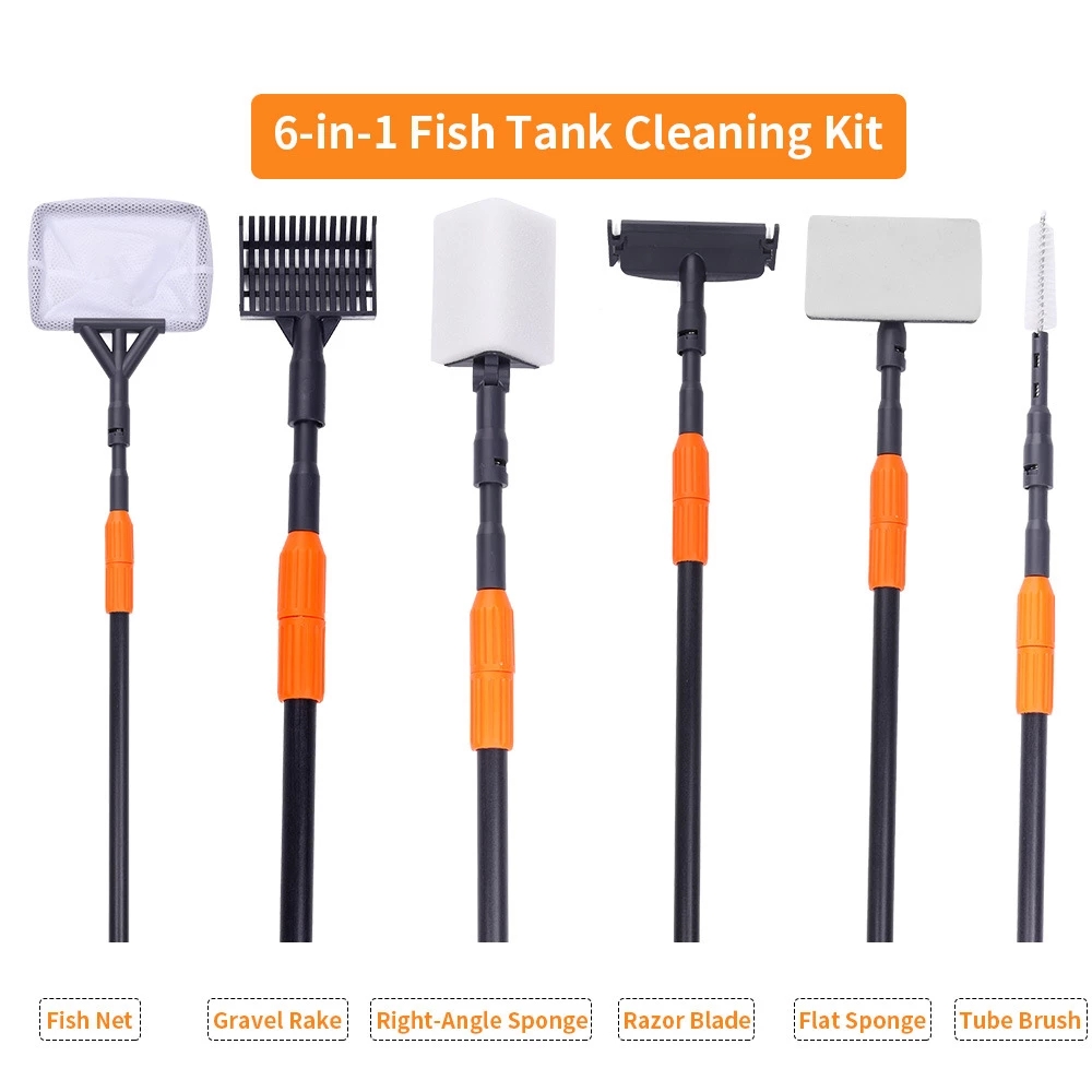 Marine Aquarium Glass Scraper - 6 in 1 Aquarium Cleaning Tools