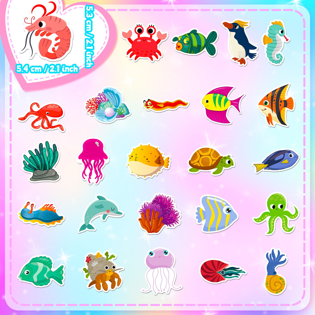 50Pcs Marine Life Stickers - C - Marine Aquarium Aquascape recension och pris
