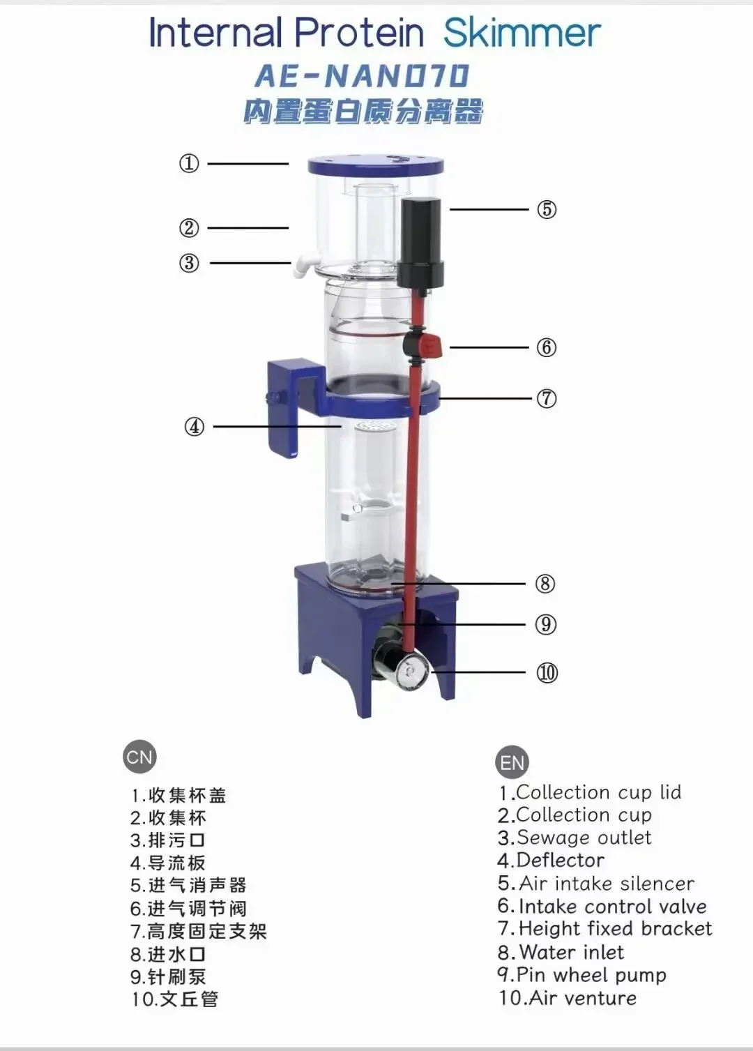 110-240V Aqua Excel Nano 40D 5 - Protein Skimmer Hang On recension och pris