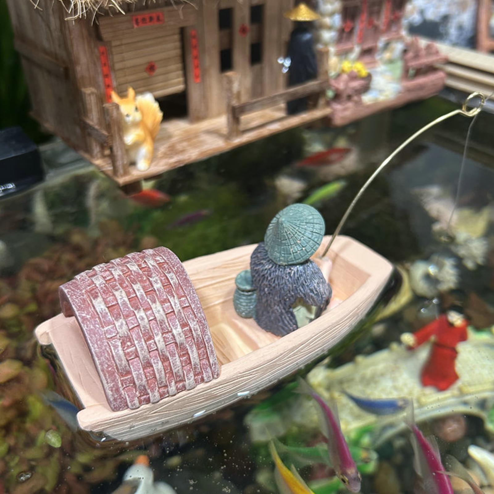 Resin Floating Fisherman Boat  - Marine Aquarium Hobby recension och pris